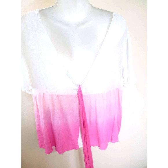 NWT Cato Pink Ombre Lace Collar Split Back Top - Picture 5 of 6